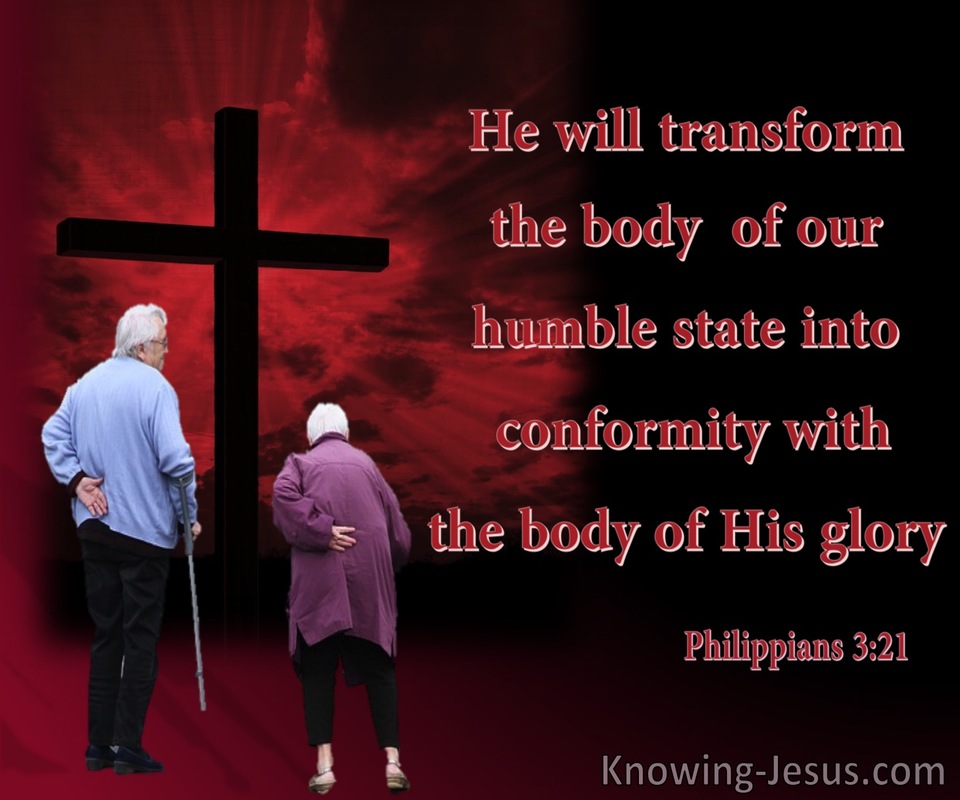 Philippians 3:21 He  Will Transform Our Lowly Body (red)